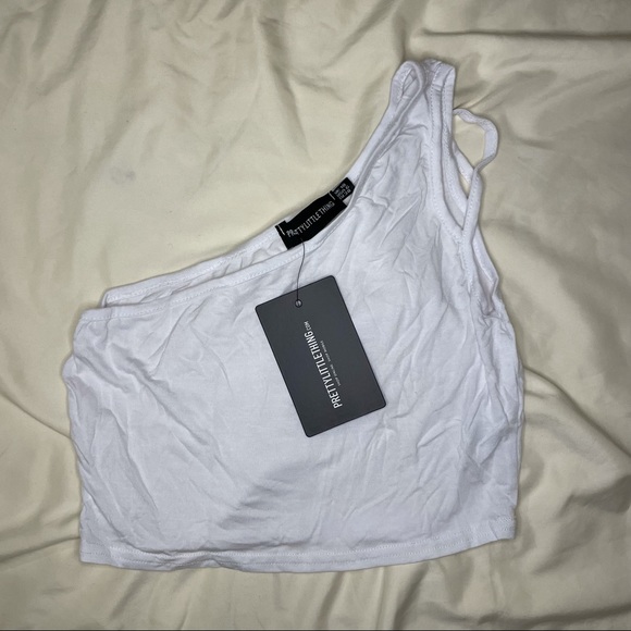 BOGO PrettyLittle Thing White One Shoulder Crop Top - Picture 6 of 6